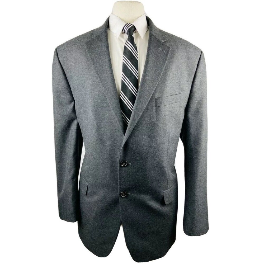 CHAPS RALPH LAUREN MENS 48R SOLID GRAY SUPER SOFT BLAZER SPORT COAT SUIT JACKET